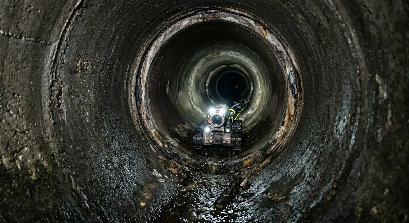 Robotic sewer camera inspecting pipe interior for Sewer Line Cleaning in Fort Pierce